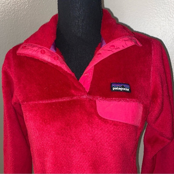 Patagonia Vibrant Red Textured Fleece Jacket Polartec XS - Picture 5 of 8